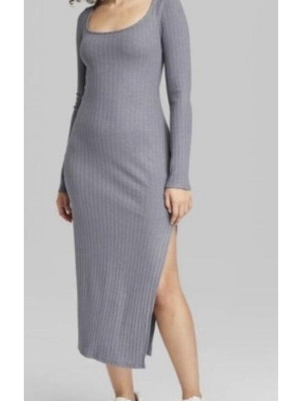 Wild Fable Rib Knit Bodycon Midi Dress NWT Slate Gray Women’s Small L